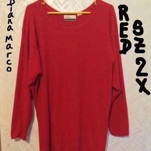 Diana Marco Red Sz 2x Long Sleeve Sweater